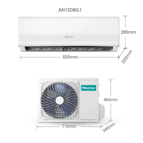1.5 HP Non Inverter Hisense AN13DBG1 Air Conditioner 1.5 HP R32 Smart Function Ionizer High Density Filter Blue Fin